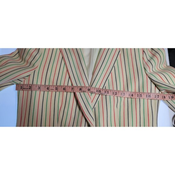Vintage 80s Womens Size S Blazer Beige Stripped Open Jacket CHOICE by BUTTE - Picture 12 of 16